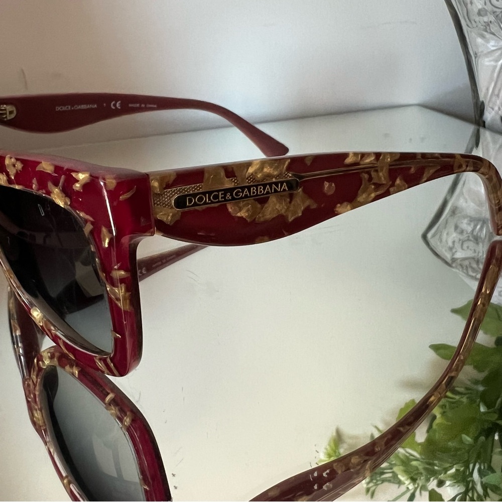 Dolce & Gabbana D&G red and gold leaf sunglasses